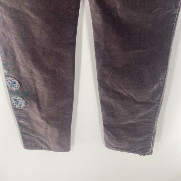Sundance Velvet‎ Straight Leg Pants Womens Sz 30 Gray Floral Embroidered Cotton - Picture 14 of 14